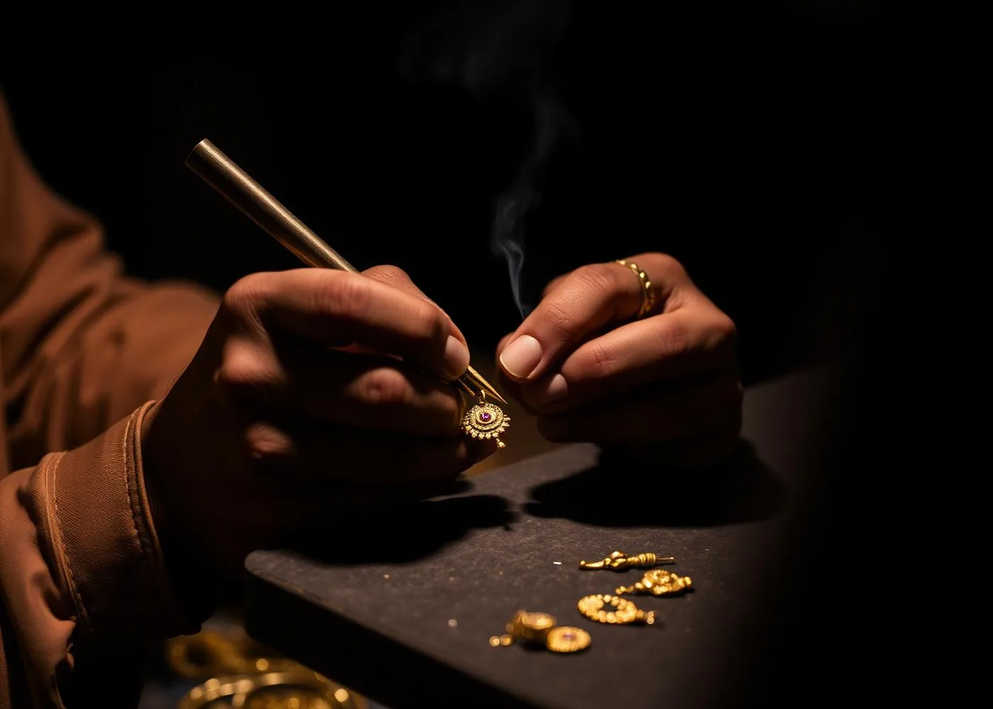 In-house gold production and karigar work at Navrang Jewellers