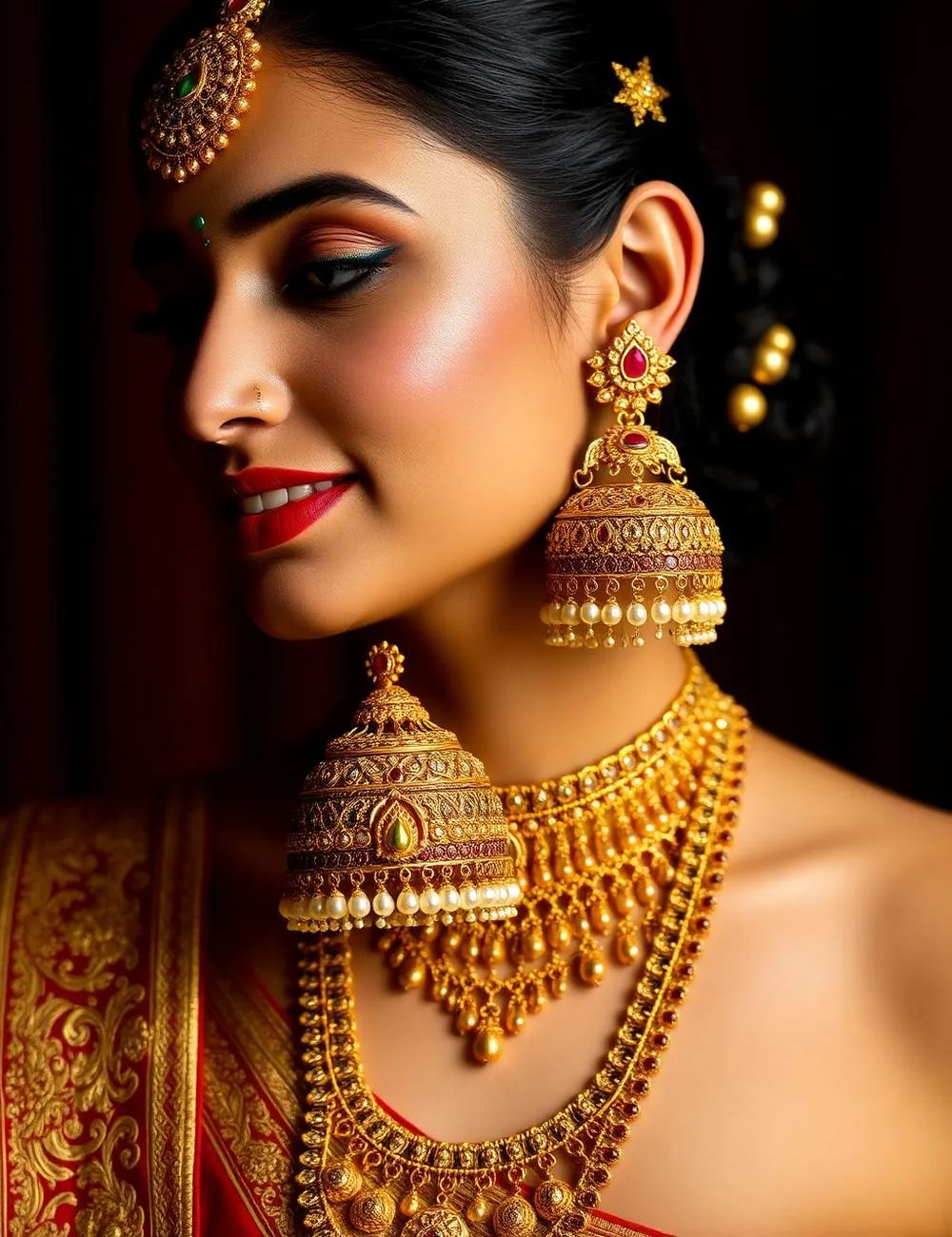 Gold earrings from Navrang Jewellers
