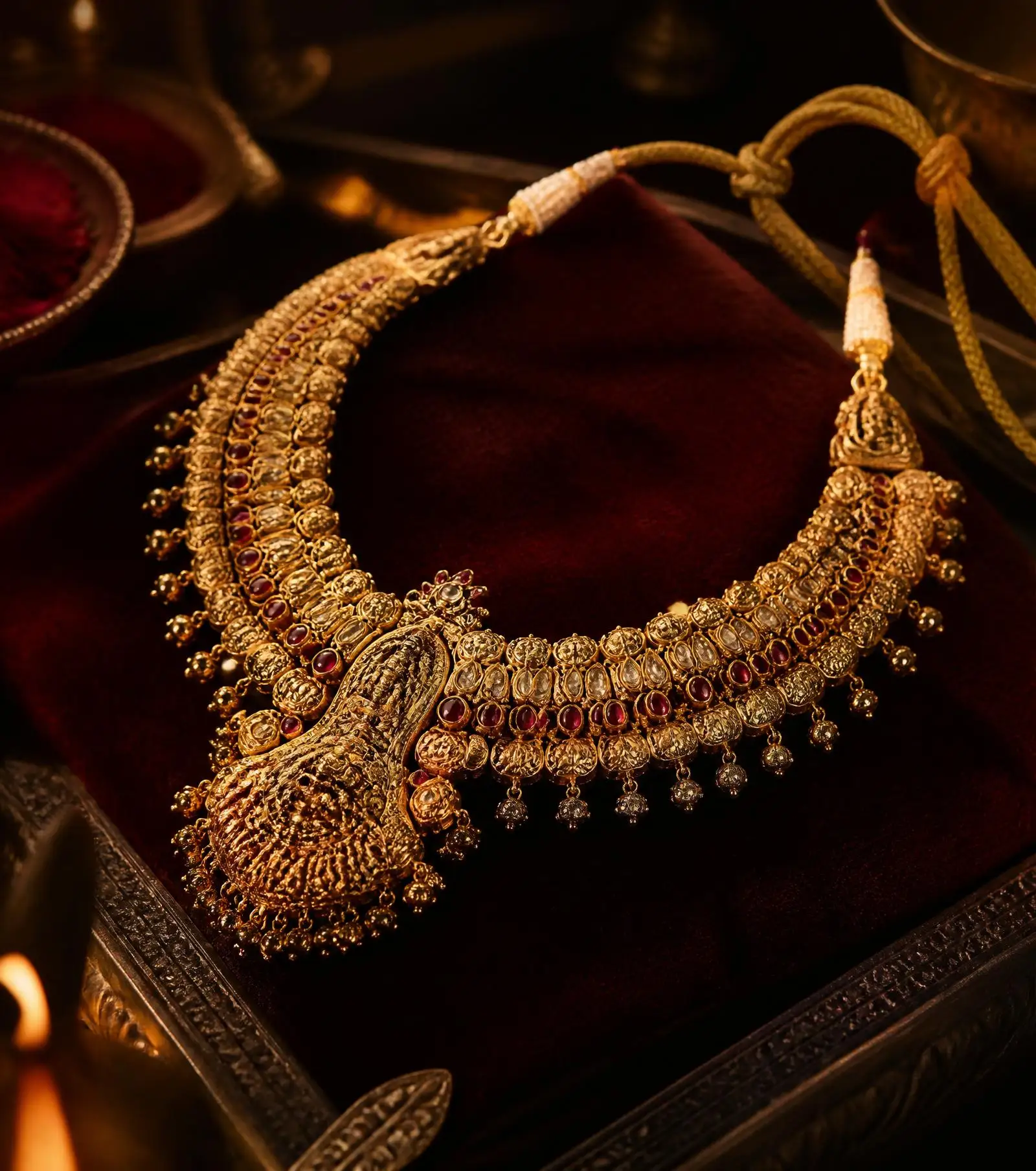 Close view of a Navrang Jewellers bridal necklace